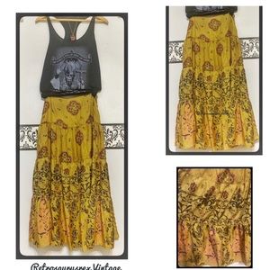 Vintage Golden Tiered Bell Peasant Skirt